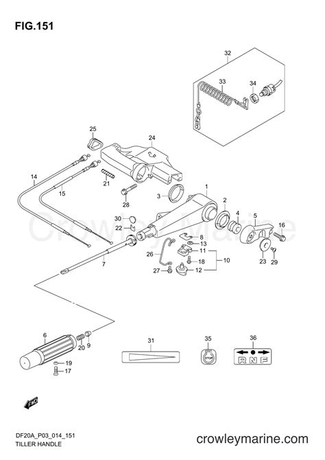 TILLER HANDLE DF15A P03 Serial Range Four Stroke Outboard 15 DF15A