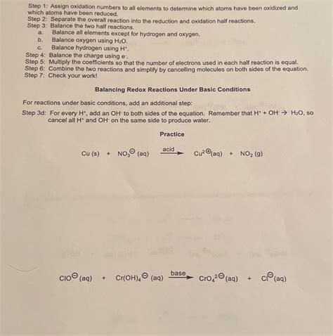 Solved Step 1 Assign Oxidation Numbers To All Elements