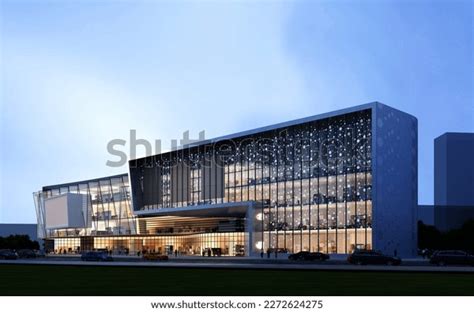 Shopping Mall Building Exterior View Night Stock Illustration ...