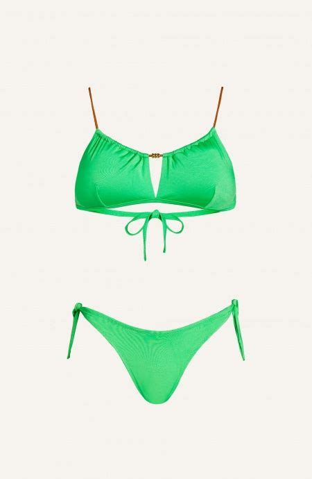 Bikini Fascia Spalline Alcantara Tinta Unita Taglia S Colore Verde Slip