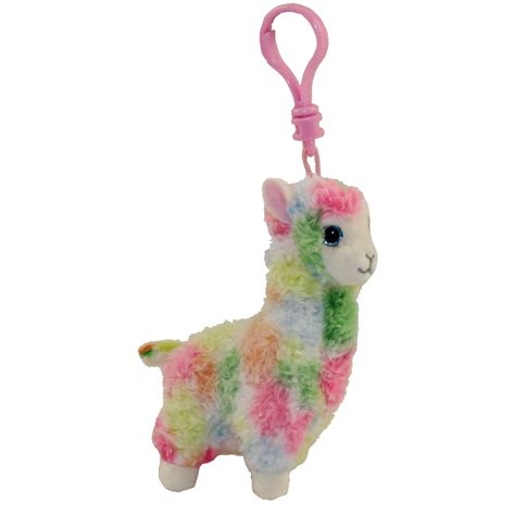 Ty Beanie Baby Lola The Rainbow Llama Plastic Key Clip 4 Inch