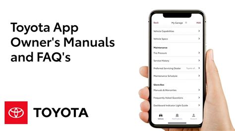 Toyota App Owners Manuals And Faqs Toyota Youtube