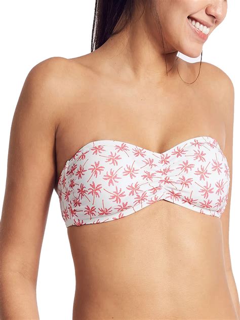 Marks And Spencer M 5 WHITE Padded Printed Bandeau Bikini Top