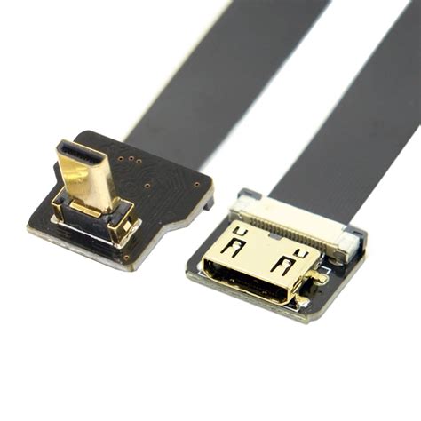 Mllse 90 Degree Up Angled Fpv Micro Hdmi Male To Mini Hdmi Female Fpc