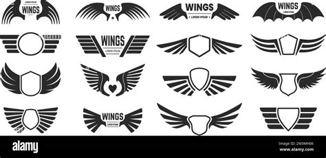 Wings Badges Heraldic Shield With Flying Bird Wings Fast Frame For