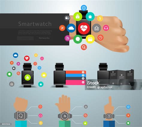 Smartwatch Jaringan Media Sosial User Interface Application Icons Kit