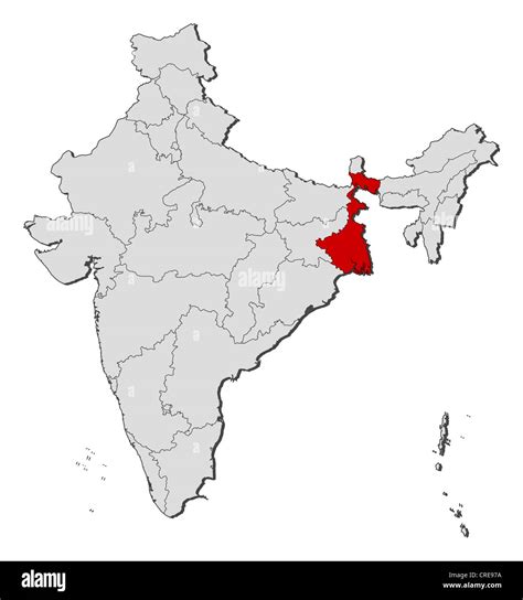 Political Map Of India With The Several States Where West Bengal Is