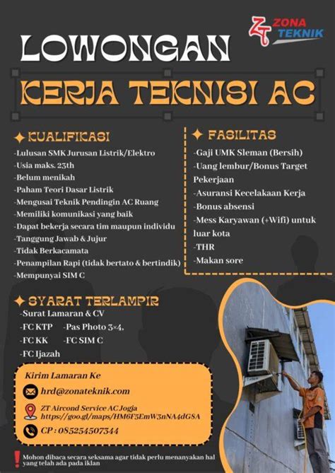 Lowongan Kerja Teknisi AC Di Zona Teknik LokerJogja ID