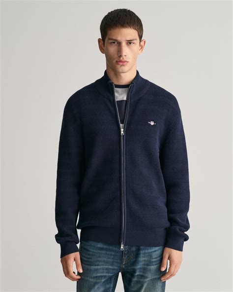 GANT Erkek Lacivert Regular Fit Fermuarlı Logolu Hırka 8030200 S 100