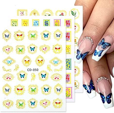 Amazon Butterfly Nail Art Stickers D Self Adhesive Flower Nail