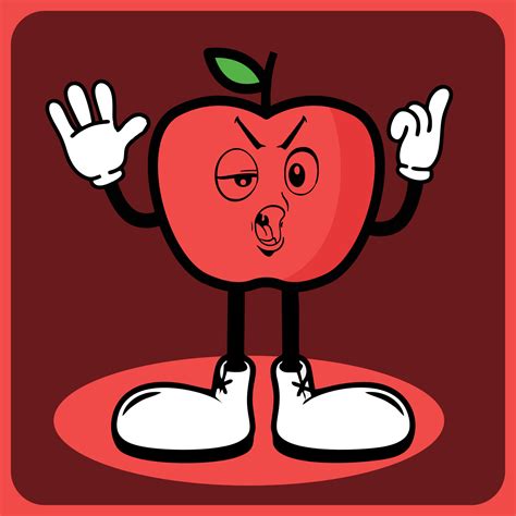 Vector Illustration Of A Cartoon Apple Character With Legs And Arms