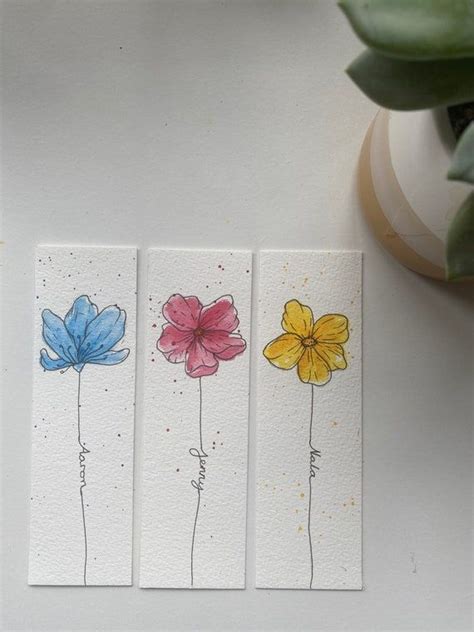 Handpainted Flower Bookmark Able To Personalised Floral Etsy UK Diy