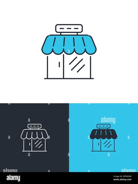 Retail Store With Signboard Shop Front View Vector Icons On 3