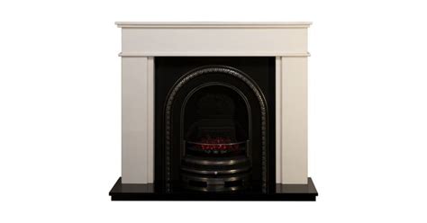 Modern White Marble Electric Fireplace Suite