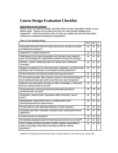 Evaluation Checklist 18 Examples Format Pdf