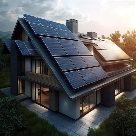 Premium Photo House With Solar Panels On Roof Created Using