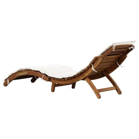 Chaise Longue En Bois D Acacia Massif Avec Coussin KAI Pliable