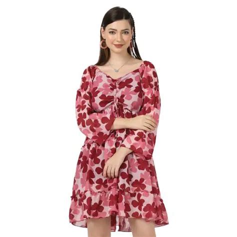 Buy BuyNewTrend Blue Georgette Floral Print Women Short Dress Dress