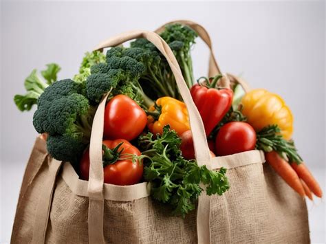 Un sac en papier de supermarché rempli d aliments sains sur un papier