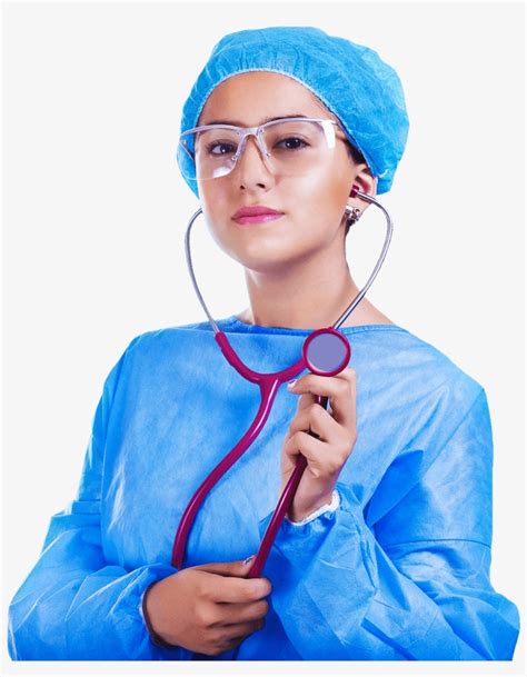 Doctor Wearing Blue Scrubs And Safety Glasses Nursing Png Image