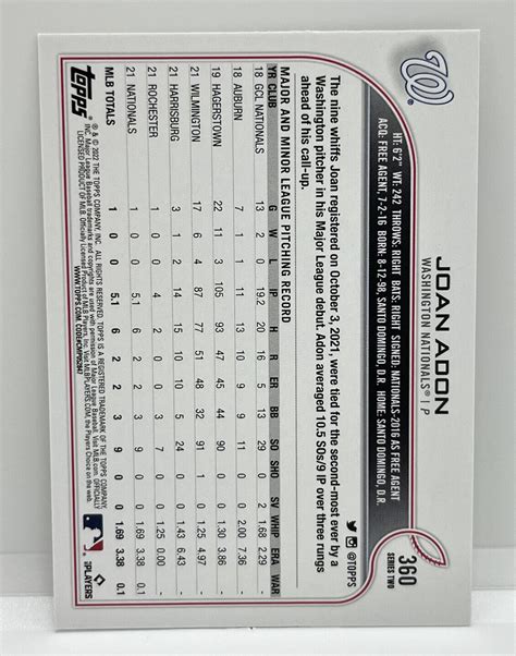 Joan Adon 2022 Topps Series 2 RC 360 MLB Baseball Washington Nationals