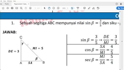 Trigonometri Kelas Matematika Wajib Perbandingan Trigonometri Pada