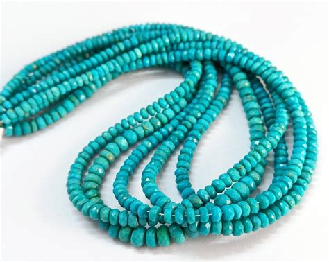 Turquoise Faceted Rondelle Beads Sleeping Beauty Turquoise Beads