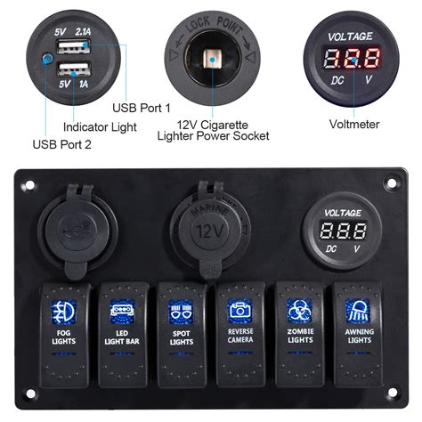 Gang V V Rocker Switch Panel For Rv Marine Car Vehicles Truck