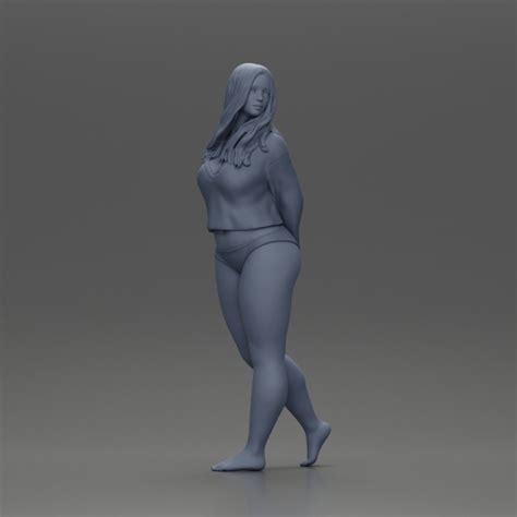 D Printable Sexy Girl In Bikini And Shirt Walking And Posing By DGeschaft Miniatures Figures