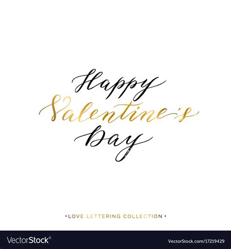 Happy Valentines Day Gold Text Isolated Royalty Free Vector