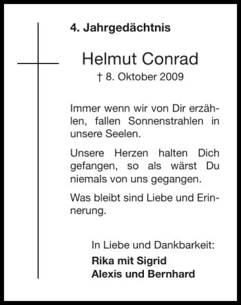 Traueranzeigen Von Helmut Conrad Aachen Gedenkt