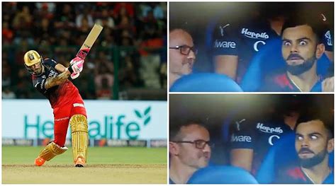 That Far Watch Virat Kohli Reacts To Faf Du Plessiss M Monster