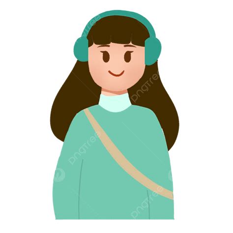 Linda Chica De Dibujos Animados Con Auriculares Png Dibujos Animados