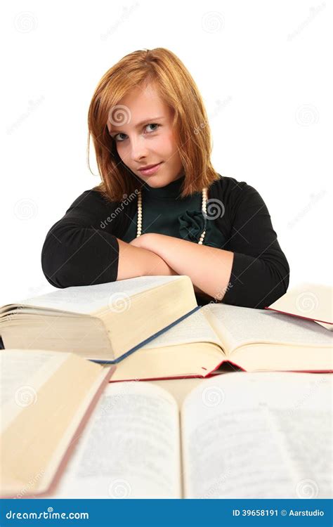 Blonde Girl Studying Stock Image Image Of Woman Satisfied