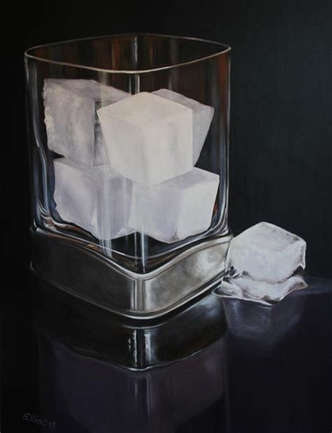 Oil Painted Glass Of Ice By Jean Elliot