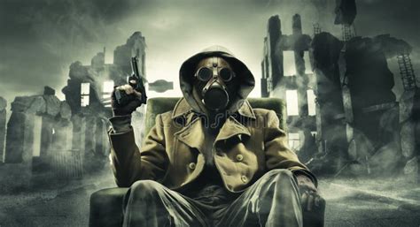 Post Apocalyptic Survivor In Gas Mask Royalty Free Stock Photography ...