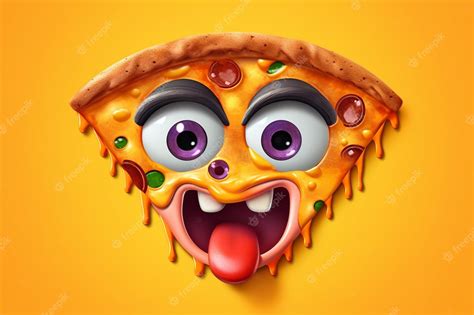 Premium AI Image | A cartoon pizza with a face that says pizza on it