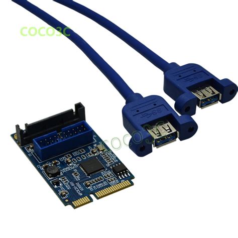 Aliexpress.com : Buy Mini PCIe to dual USB 3.0 adapter mPCIe to 19Pin USB3.0 header Card + 19P ...