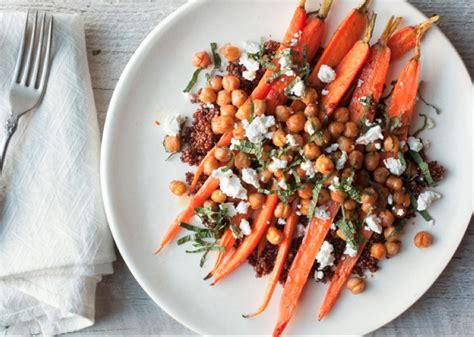 Roasted Carrot And Chickpea Salad With Harrisa And Quinoa