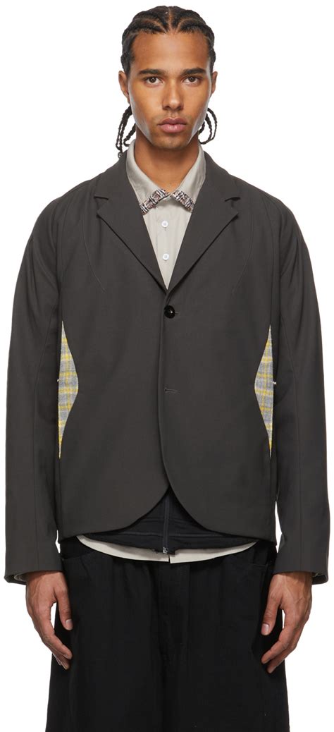 Kiko Kostadinov Grey Harkman Darted Shoulder Blazer Ssense