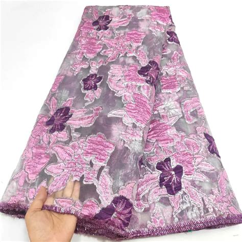 Tela De Encaje Africano Rosa Para Vestido De Fiesta Tejido Jacquard De