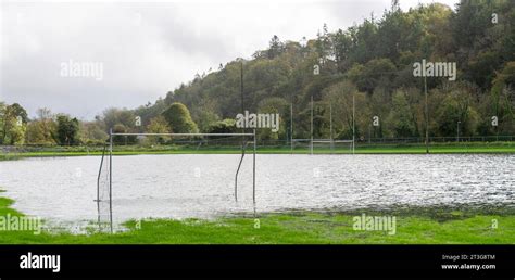 Flooded Sports Field Underwater Due To Heavy Rain Stock Photo Alamy