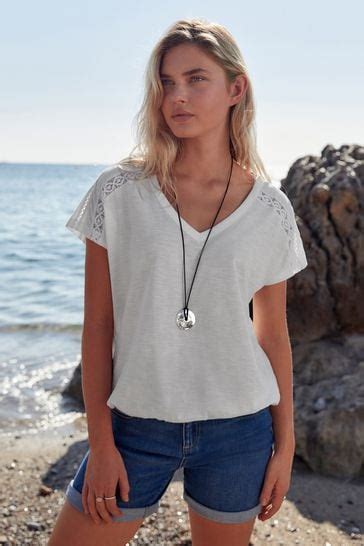 Buy White V Neck Bubble Hem Top From Next Australia