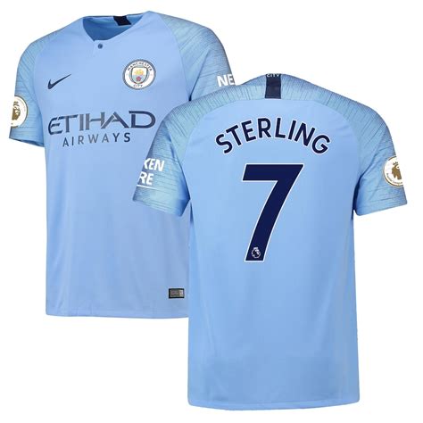 Nike Raheem Sterling Manchester City Blue 2018 19 Home Replica Player Jersey