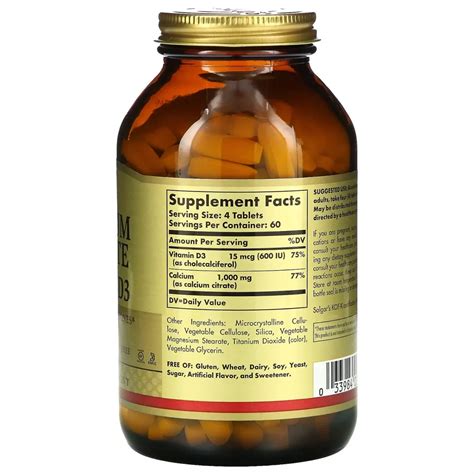 Купить Цитрат кальция с витамином Д3 Solgar (Calcium Citrate with ...