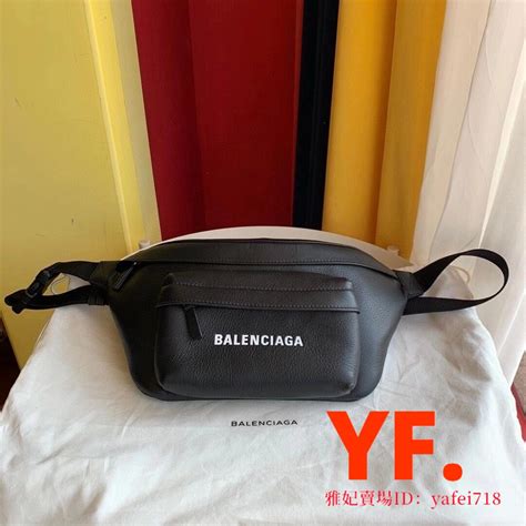 二手精品balenciaga 巴黎世家 黑色 Logo印花 全皮腰包 胸口包 579617 斜背包 肩背包 蝦皮購物