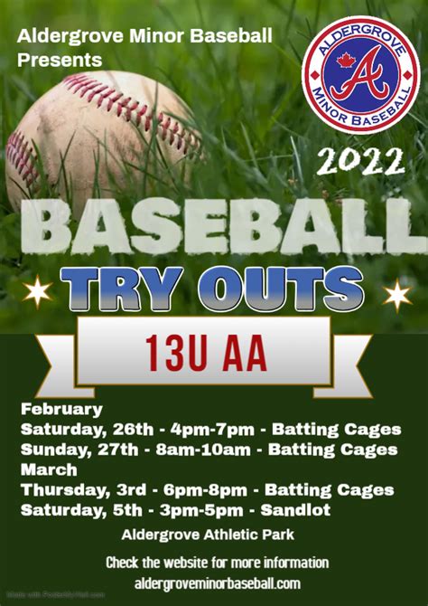 13u Aa Tryouts Aldergrove Minor Baseball