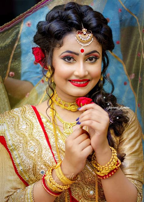 Cute Bride Bridal Hairstyle Indian Wedding Bengali Bridal Makeup