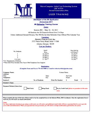 Fillable Online Mii Refresher Training Dates Registration Form