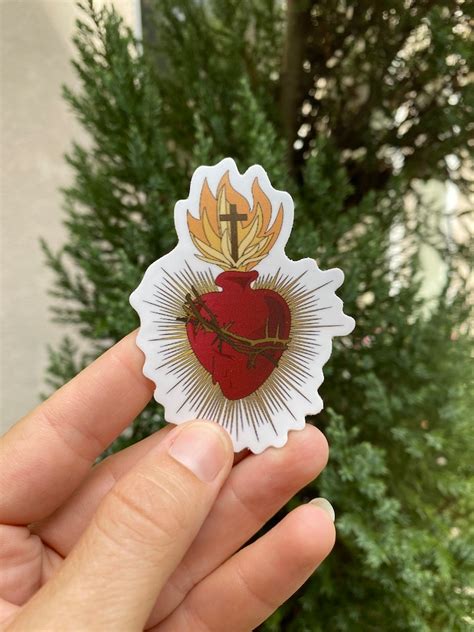 2 5 Vinyl Waterproof Sacred Heart Of Jesus Stickers Sacred Etsy